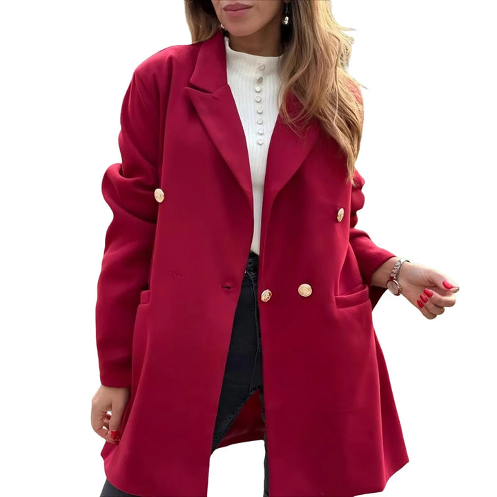 Camel Long Coat – Women’s Elegant Double-Breasted Overcoat