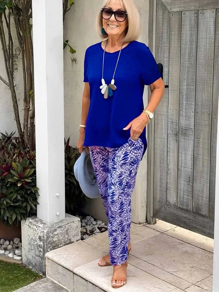 Claire-Soft Stretch Tee & Trousers Set